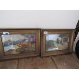 2 W C PAINTINGS FARM SCENE CATTEL J BRANSTON 1819 (AF)