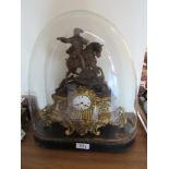 LARGE CLOCK WITH HORSE IN GLOBE CASE (AF)