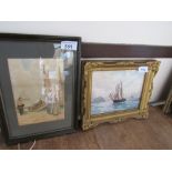 2 PICTURES SAILING SHIP ANDREW BLACK RSW & DUTCH SCENE