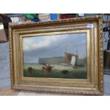 OIL PAINTING HARBOUR SCENE W B WEBB 1829