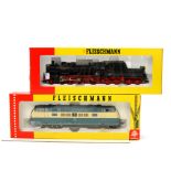 FLEISCHMANN zwei Lokomotiven 4236 und 4162, Spur H0, 4236: Diesellok BR 221 der DB, BN 221 010-0 und