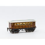 MÄRKLIN Mitropa Speisewagen 1888?, Spur 0, ca. 1930er Jahre, Blech, gestreiftes Gehäuse, 4-achsig,