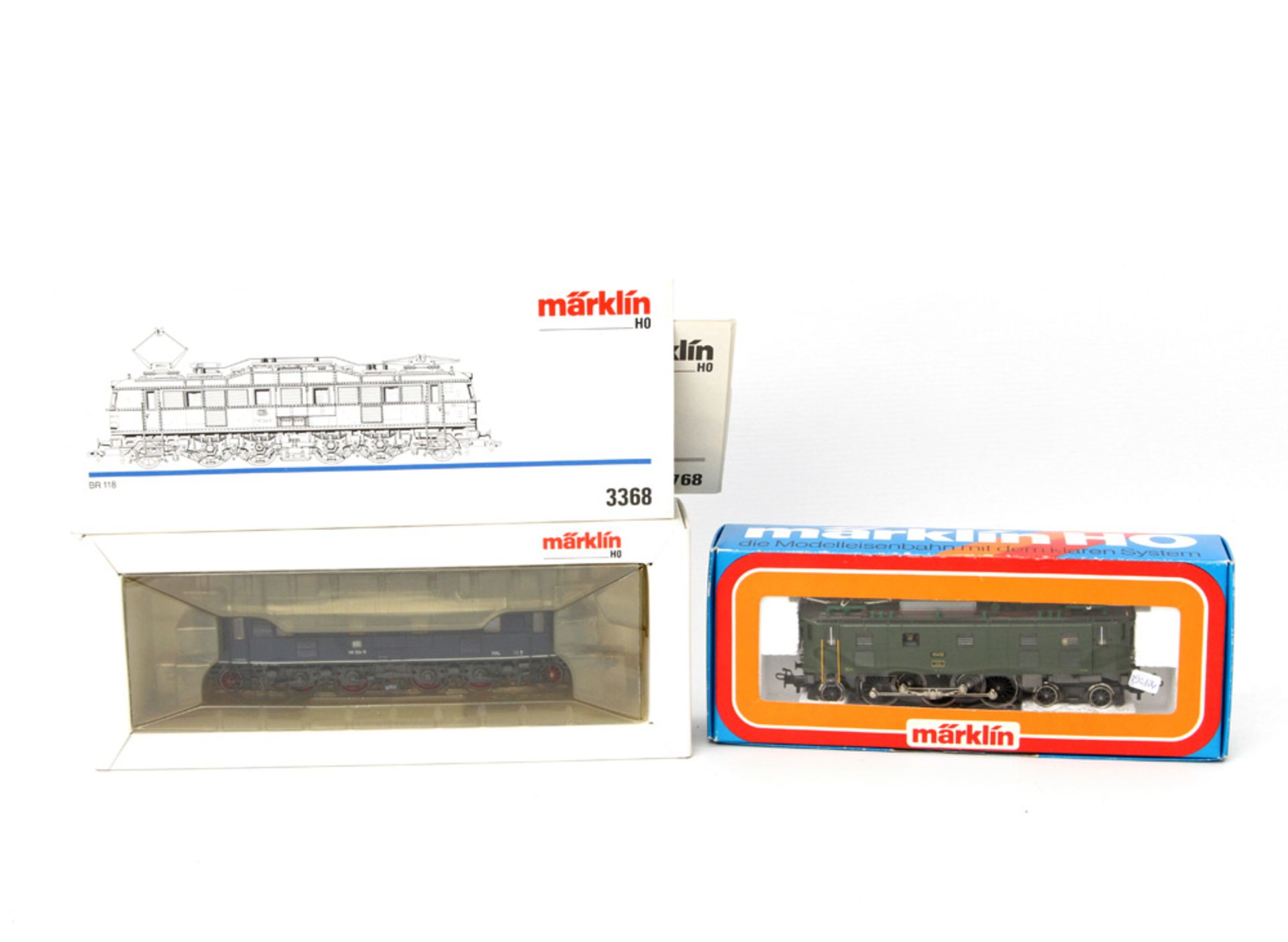 MÄRKLIN E-Lok 3167 und E-Lok 3368, Spur H0, BN 10432 der SBB und BR 118 der DB, BN 118 024-9. In