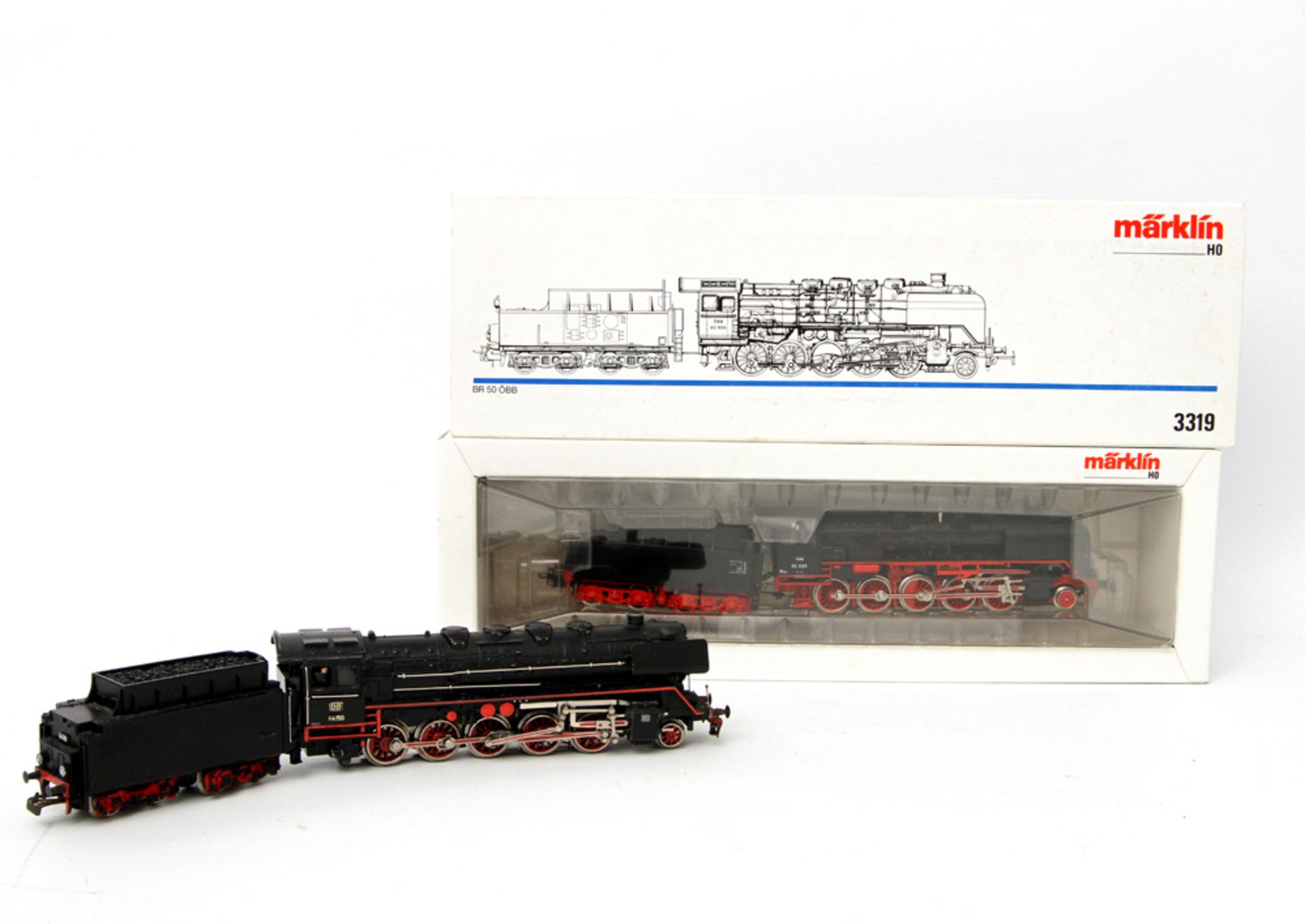 MÄRKLIN Dampflok mit Tender 3047 und Dampflok 3319, Spur H0, BR 44 der DB, BN 44 150 und BR 50 der