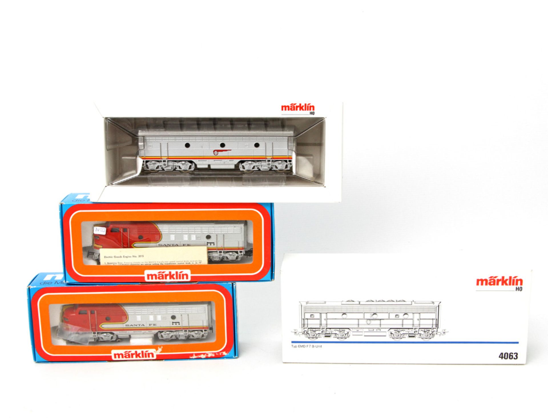 MÄRKLIN amerikanische Diesellok Santa Fe 3060, 4060 und 4063, Spur H0, BR F7 der Santa Fe, BN 337,