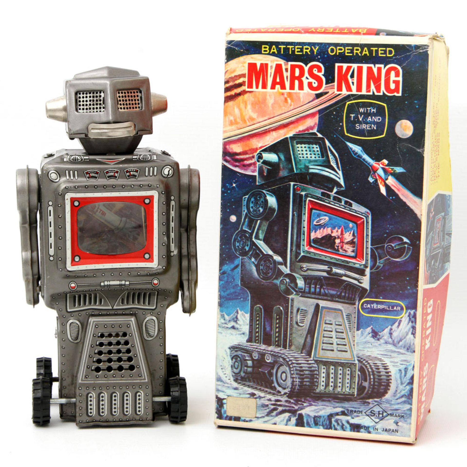 Japan "MARS KING", Mitte 20.Jh., Battery operated. Im Originalkarton, l. besch., H. ca. 24 cm.