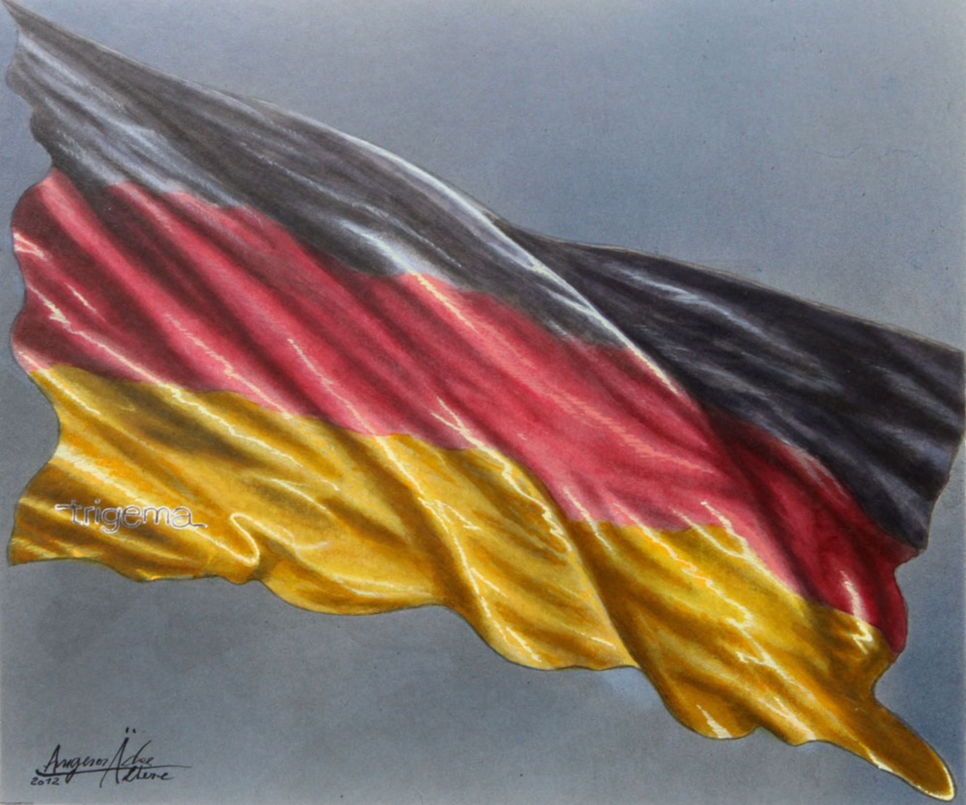 Künstler des 21. Jh. "Deutsche Flagge", sig und dat. mit Rahmen