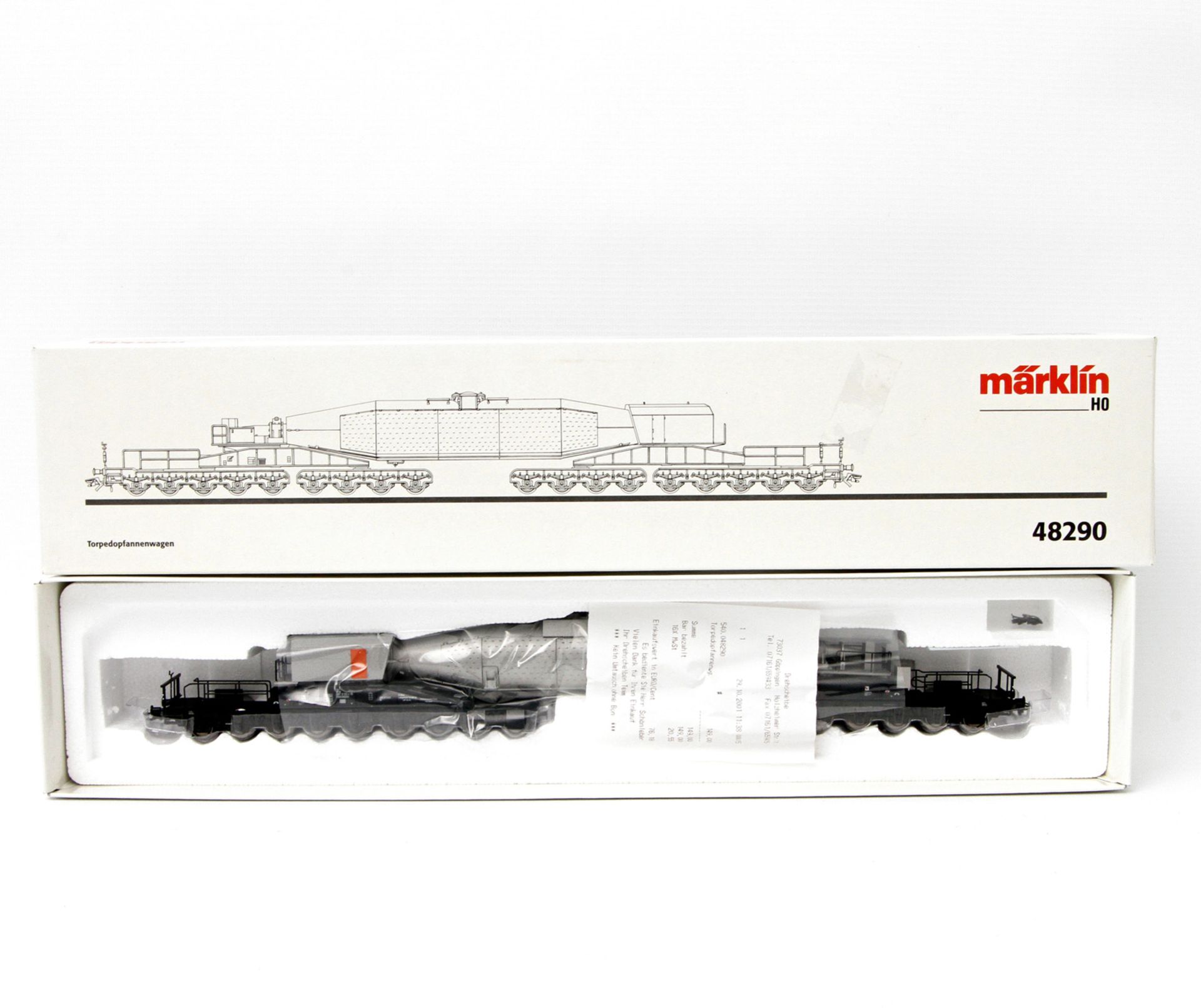 MÄRKLIN Torpedopfannenwagen, Sondermodell, Spur H0, silber, im Originalkarton, Originalrechnung