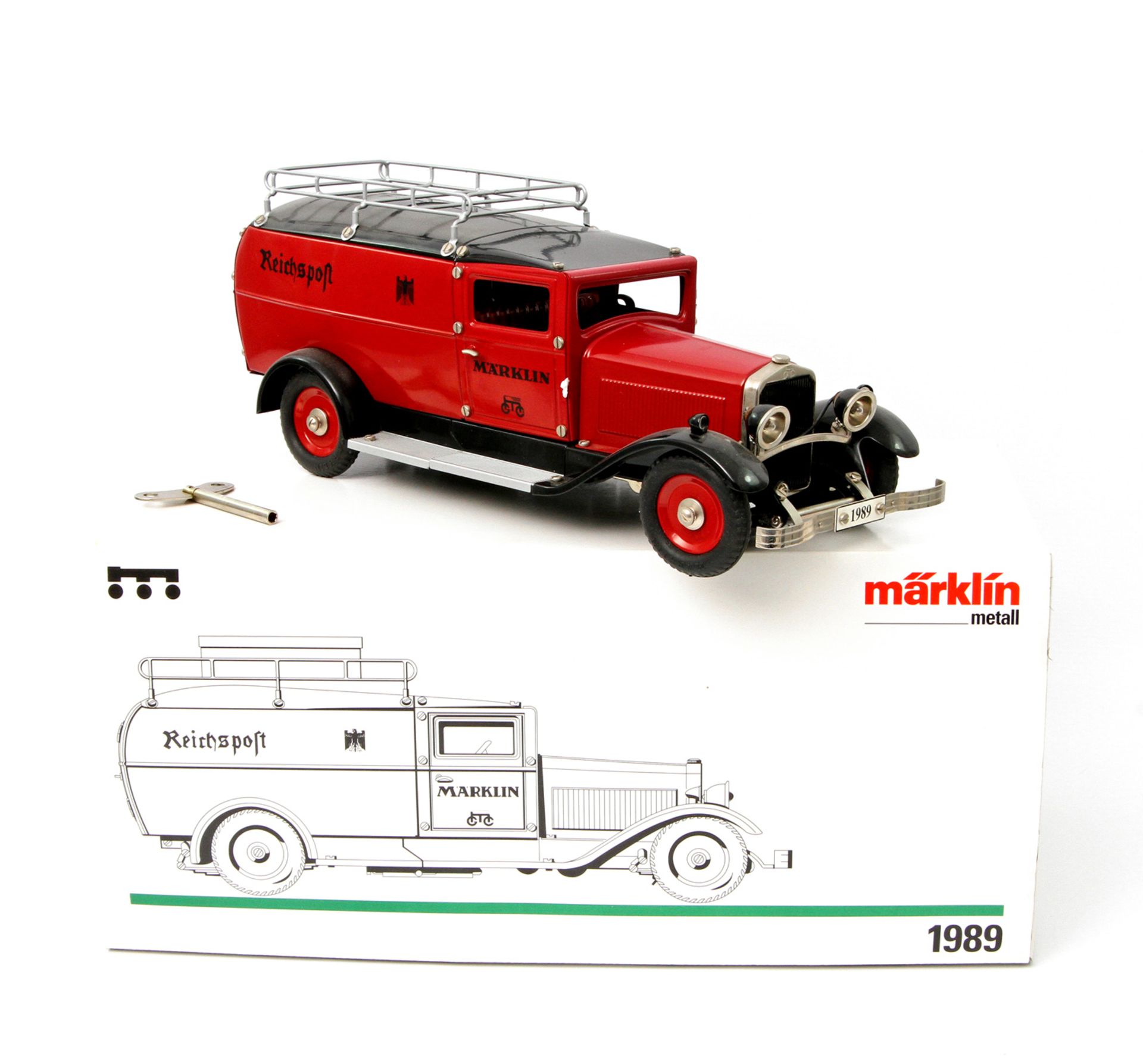 MÄRKLIN Sammlermodell "Reichspostwagen" 1989, limitierte Auflage,1994, rot-schwarz lackiertes