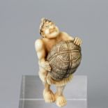 Feines Netsuke eines Mannes. JAPAN, Meiji-Periode (1868-1912) der mit einem Lendenschurtz bekleidete