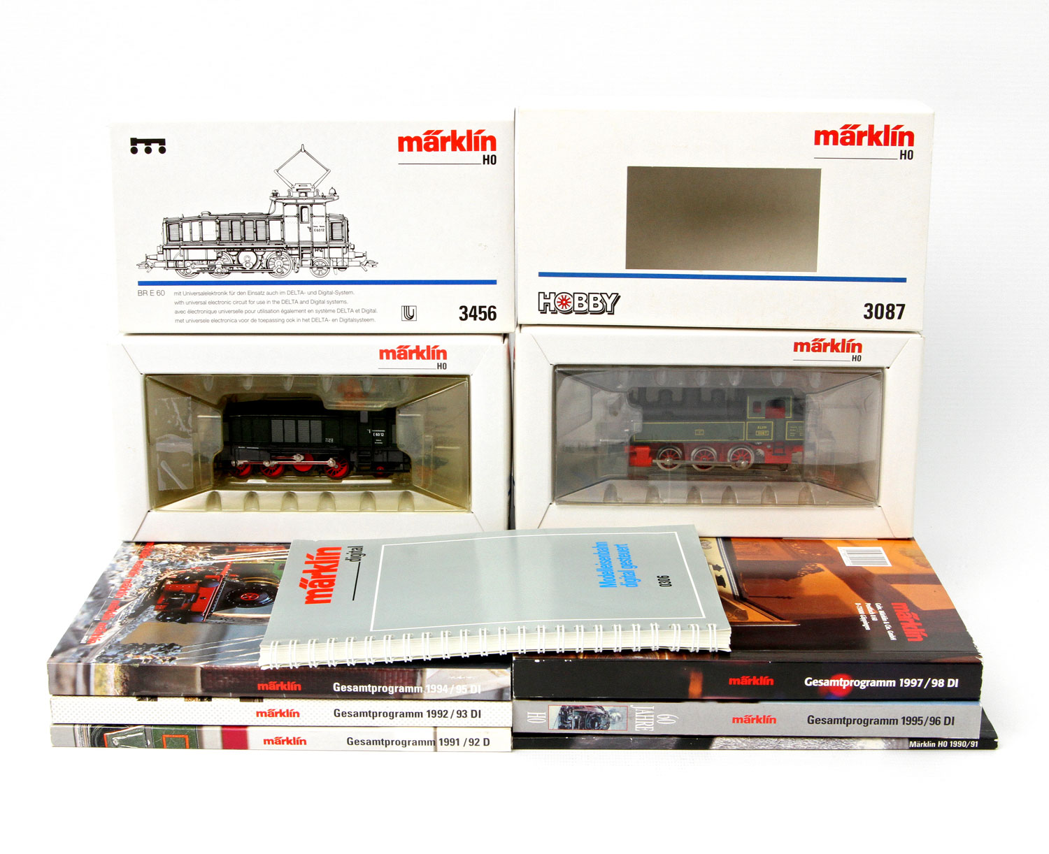 MÄRKLIN zwei Loks 3087 und 3456, Spur H0, 3087: KLVM, grün; 3456: BR E 60 der DB, BN E 60 12,