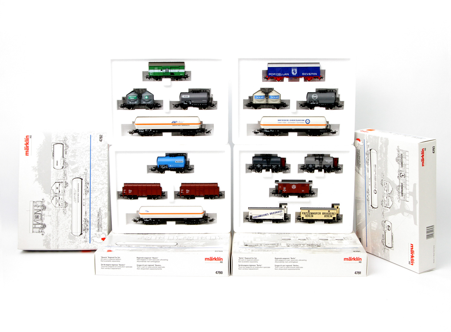 MÄRKLIN vier Regional-Wagen-Sets 4790, 4791, 4792 und 4793, Spur H0, 4790: RWS "Bayern", bestehend