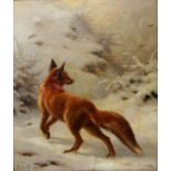DEIKER, JOHANNES CHRISTIAN (Wetzlar 1822-1895 Düsseldorf), "Schnürender Fuchs im Winter", am