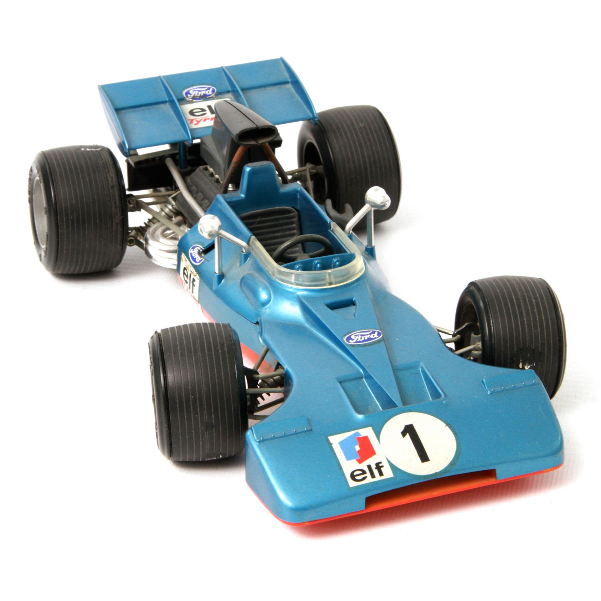 SCHUCO Formel 1-Rennwagen Tyrrell-Ford 356 176, auf Unterseite gemarkt, blaues Kunststoffgehäuse,