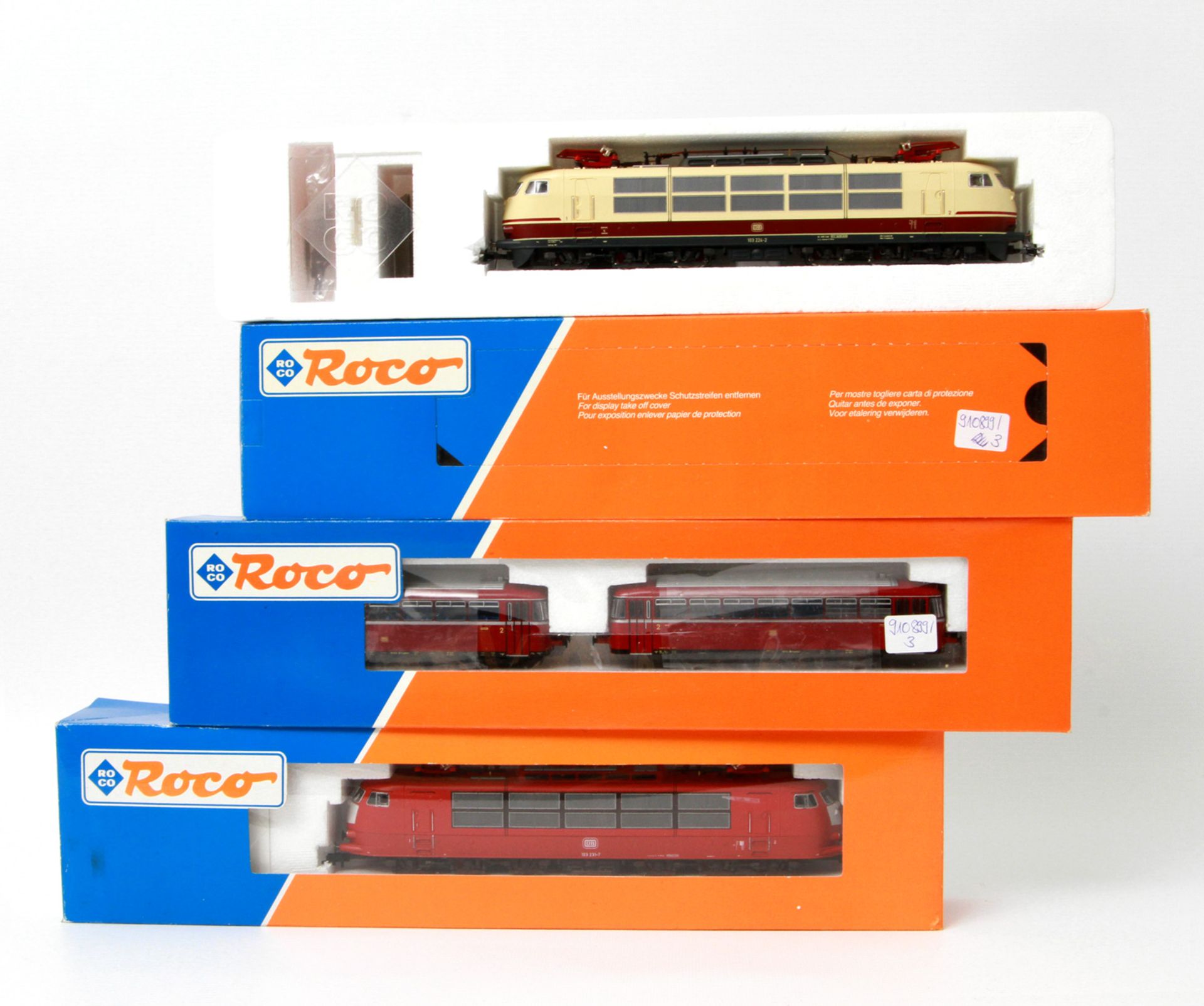 ROCO zwei E-Loks und ein Schienenbus 43619/ 43442/ 43018, Spur H0, bestehend aus E-Lok 43619: BN 103
