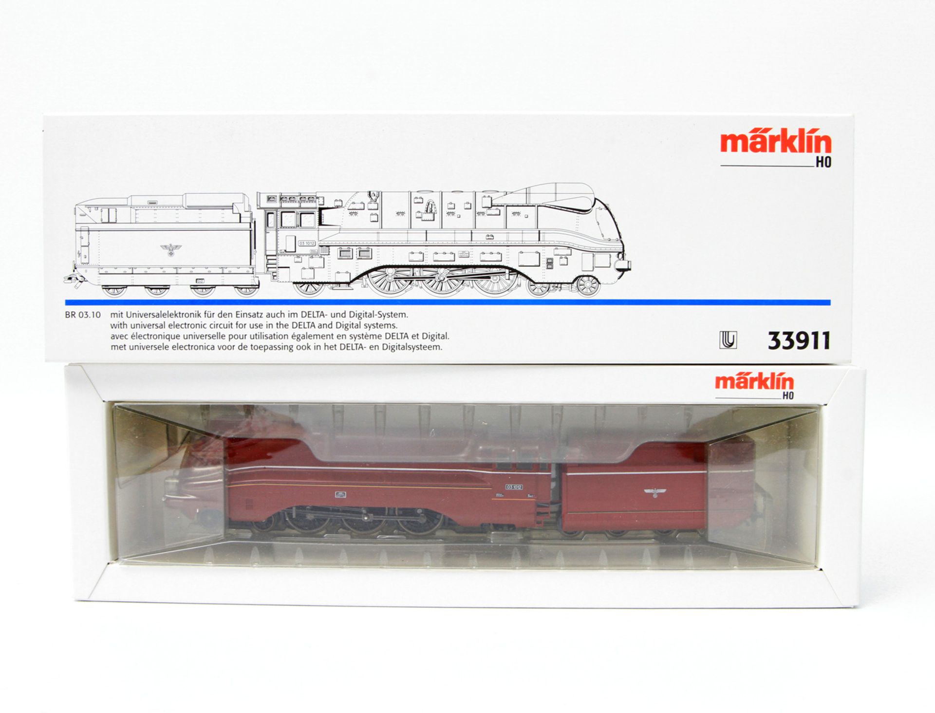 MÄRKLIN Dampflok 33911, Spur H0, BR 03.10 der DRG, BN 03 1012, delta, digital, weinrot, Guss. Im