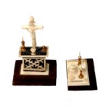 Wohl ERBACH zwei sakrale Miniaturobjekte, Mitte/2.H. 19.Jh., deutsch, Bein. Bestehend aus Altar