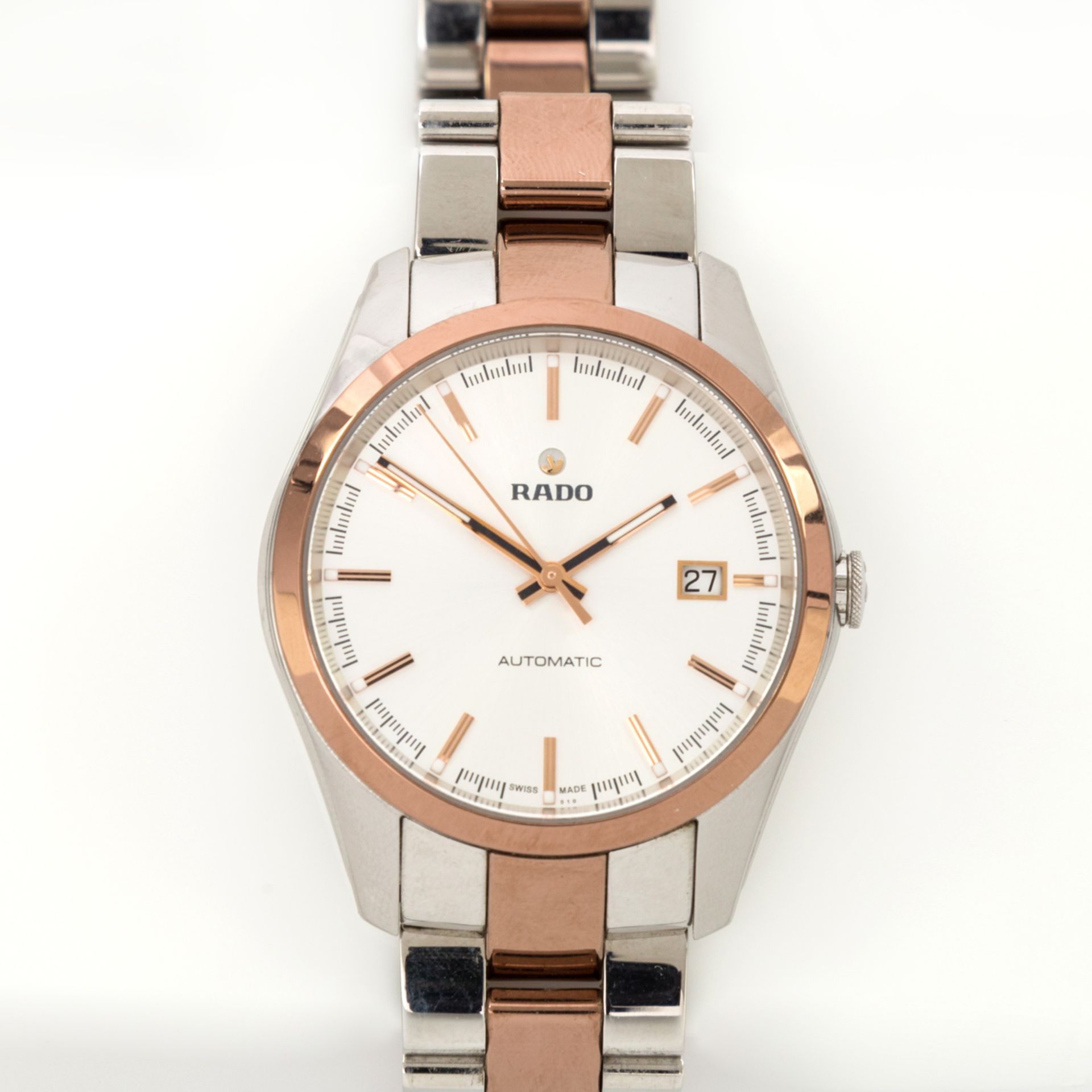 RADO Herrenuhr "Hyperchrome" Automatik mit Glasboden, Stahl / Rosè, Schließe Titan, Seriennr.