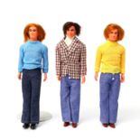 MATTEL/PLASTY Ken und zweimal Fred, 2.H. 20.Jh., bestehend aus Mod Hair Ken, 1973: Braune Haare,