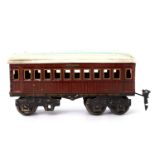 MÄRKLIN früher Mitropa Speisewagen, Spur 0, Blechgehäuse in Teakoptik lackiert, weißes Dach mit