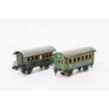 MÄRKLIN zwei Personenwagen 1731/1727, Spur 0, Blech, lithogr., bestehend aus 1731, 1935-1937: