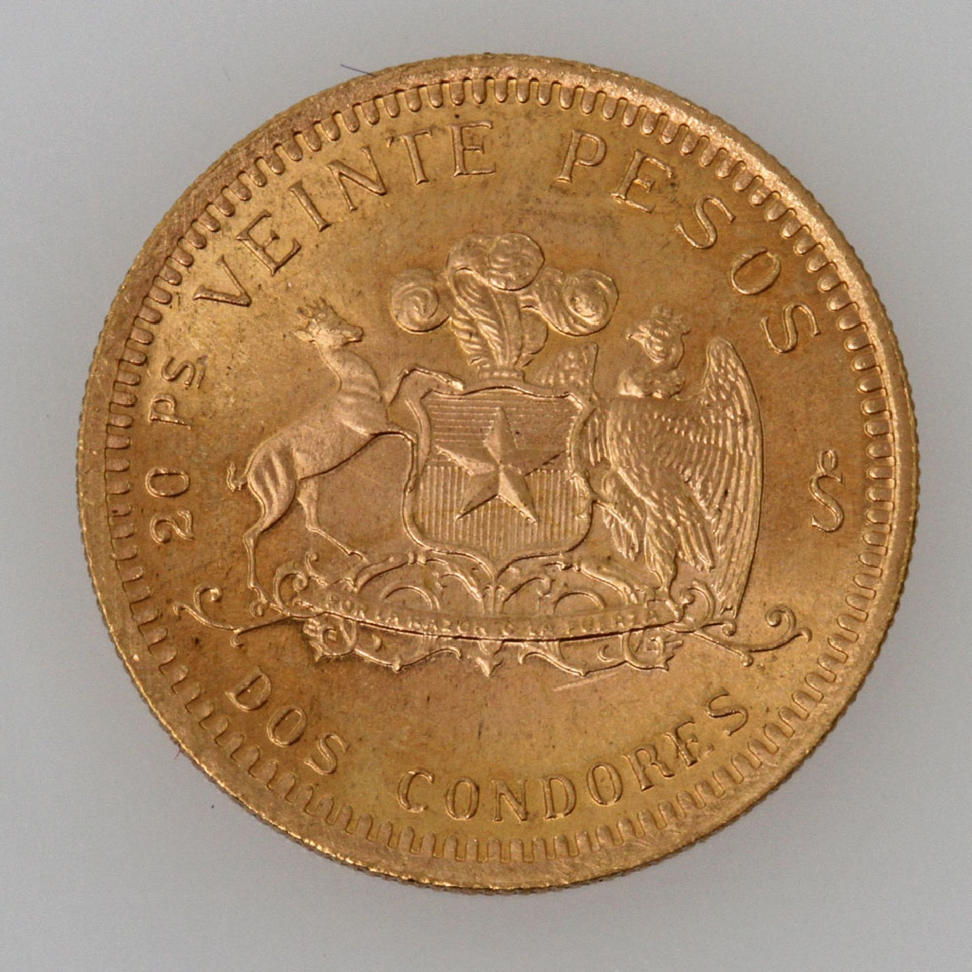 Chile/GOLD - 20 Pesos 1976, ca. 3,6 g fein, ss