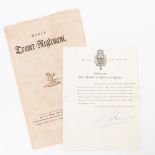 Autograph (1. H. 20. Jh.) und Trauerreglement (18. Jh.) - 2-teiliges Konvolut bestehend aus einem