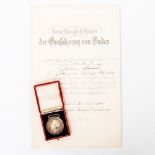 GROSSHERZOGTUM BADEN. Silberne Verdienst-Medaille Friedrich I. älteres Bild im originalen Etui mit