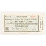 Dt. Banknoten ab 1871 - Zwischenschein 0,42 M. Gold, Schatzanweisung d. Dt. Reiches, [...]