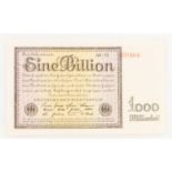 Dt. Banknoten ab 1871 - 1 Billion Mark, Reichsbanknote 5.11.1923, Ro.131d, I- -