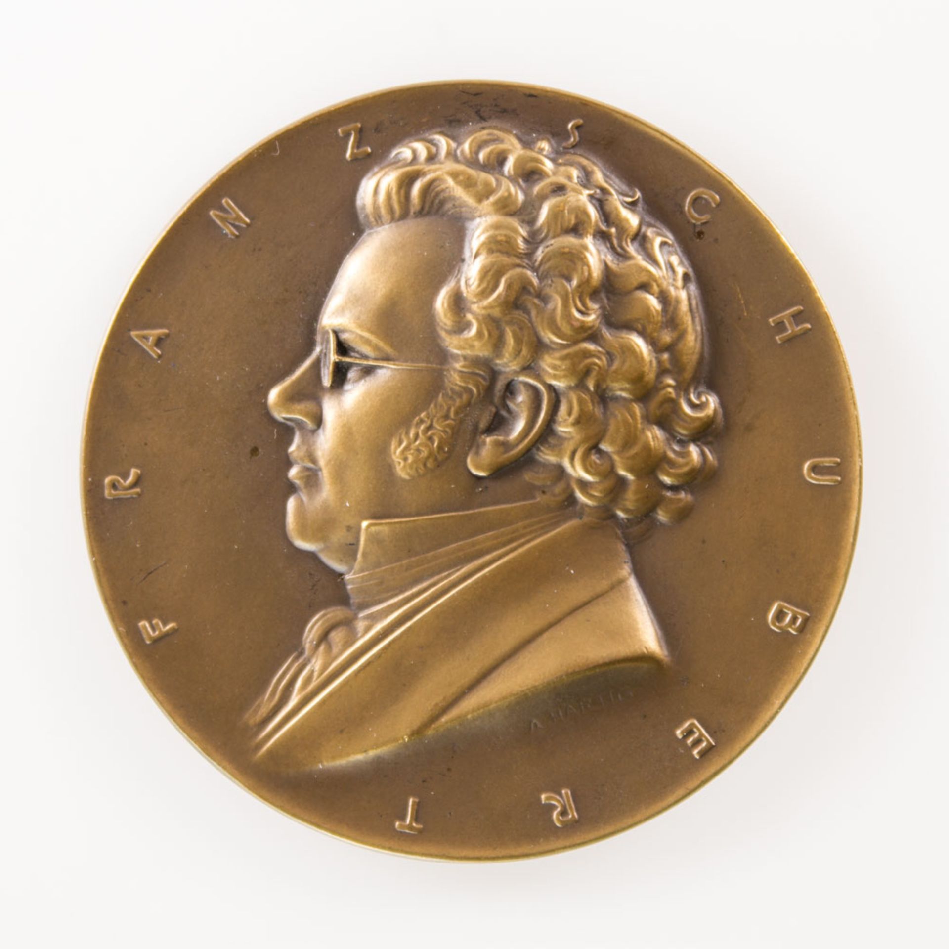 Einseitige Bronzemedaille o.J. (1924) v. A. Hartig auf den österr. Komponisten Franz [...]