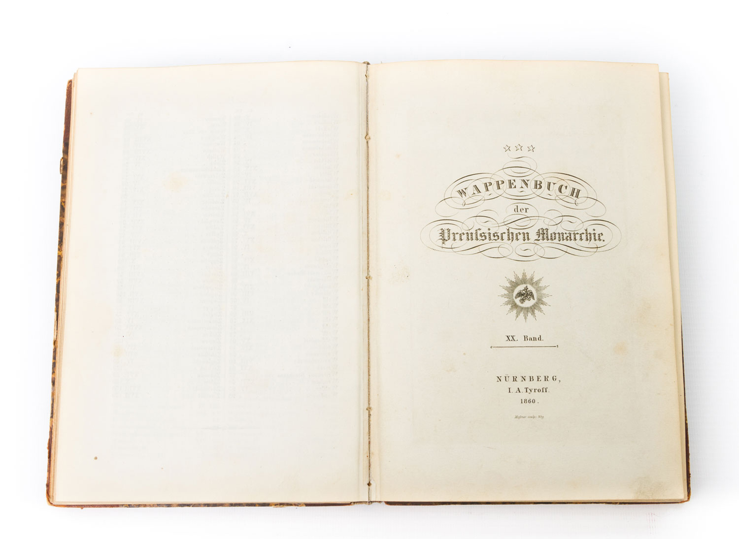 Wappenbuch der Preußischen Monarchie, 19. Band, Nürnberg 1859. Einband beschädigt, [...]