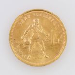 Russland/GOLD - 10 Rubel 1976, Tscherwonetz, stgl-, 7,74g Gold fein.