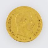 Frankreich/Gold - 10 Francs 1859/A, Napoleon III., s., stark berieben, 2,9g Gold fein.