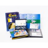 Restesammlung mit verschiedenen Euro-Münzen, Euro-Proben, Medaillen Thematik Fußball, Benelux Euro-