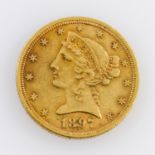 USA/Gold - 5 Dollars 1897, Liberty Head, ss., 7,52g Gold fein.