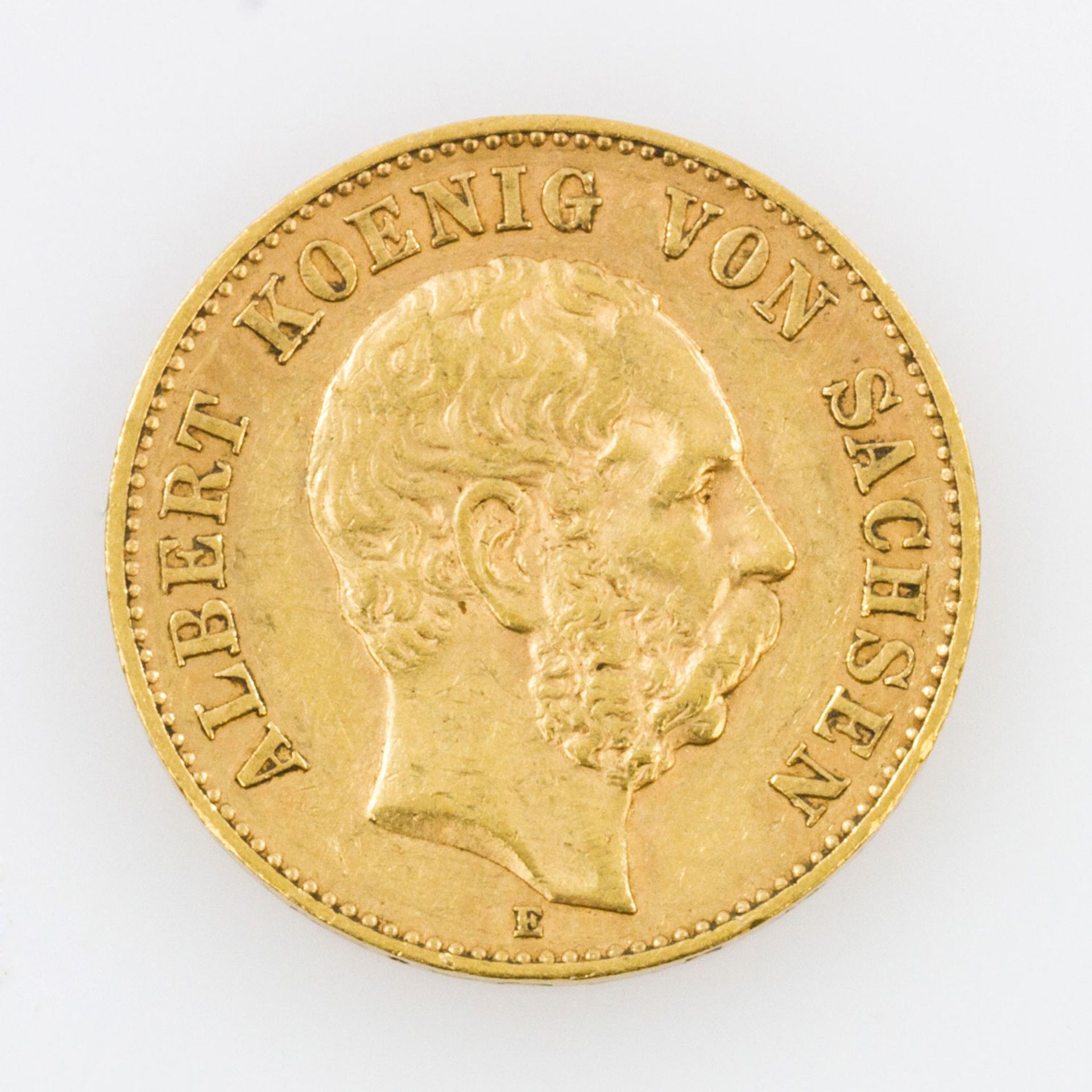 Deutsches Reich / Sachsen - 20 Mark 1894/E, Albert König von Sachsen, 7,16 g GOLD fein, ss/ss+,