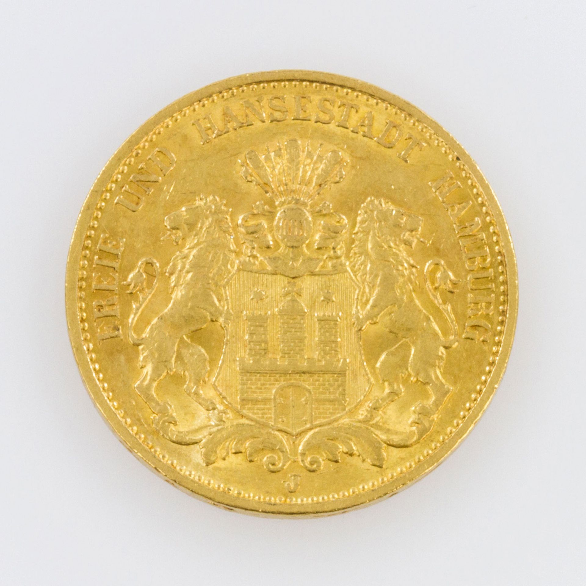 Hamburg/GOLD - 20 Mark 1897 J, Hamburg, ca. 7,16 g fein, ss