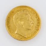 Preussen/GOLD - 20 Mark 1909 A, Wilhelm II., ca. 7,16 g fein, ss