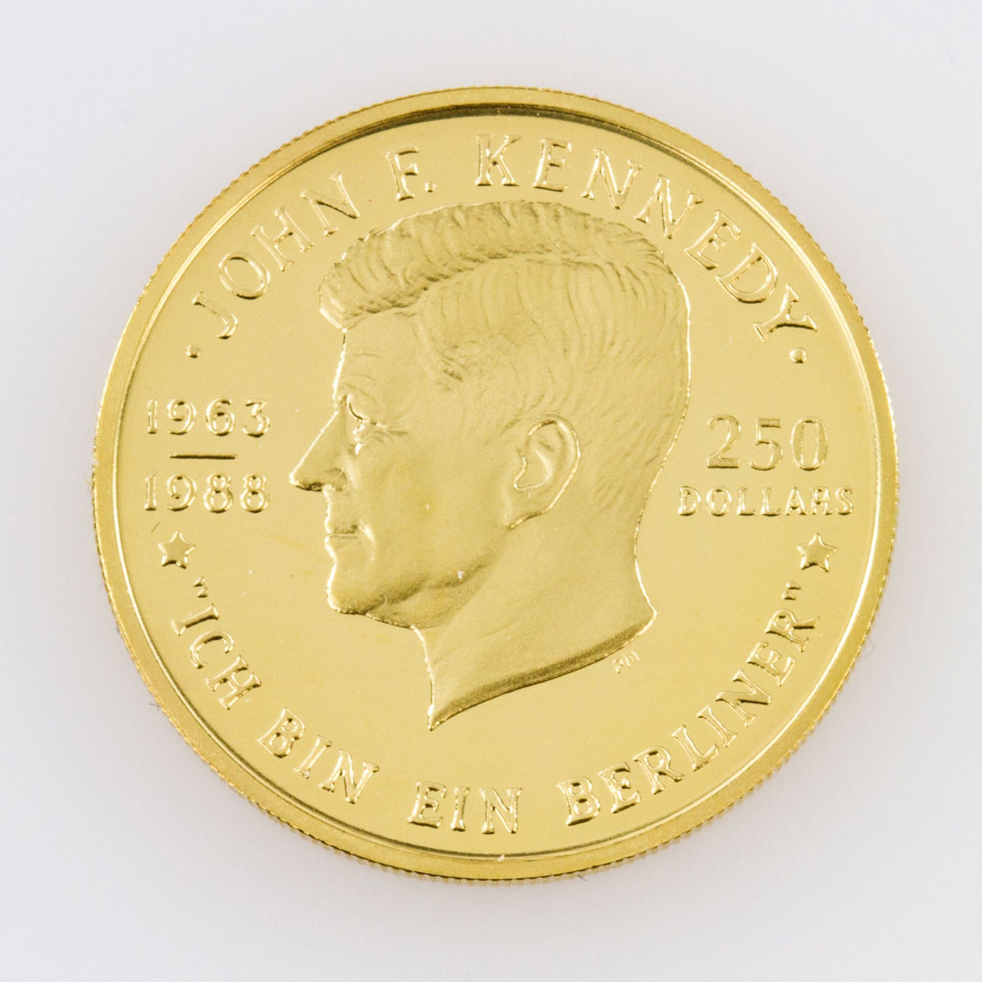 Niue/GOLD - 250 Dollars 1988, John F. Kennedy, ca. 10, 3 g rau, Feingold 916,6/1000. PP