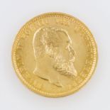 Württemberg - 20 Mark 1905/F, Wilhelm II., vz., 7,16g Gold fein.