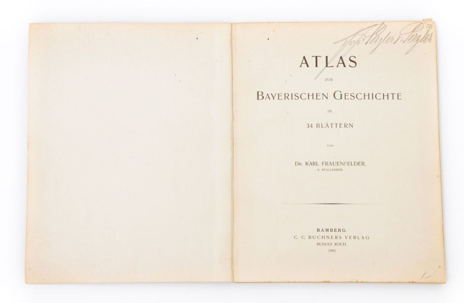 BUCH - GESCHICHTE. Frauenfelder, Karl: Atlas zur Bayer. Geschichte in 34 Blättern. Bamberg 1903.