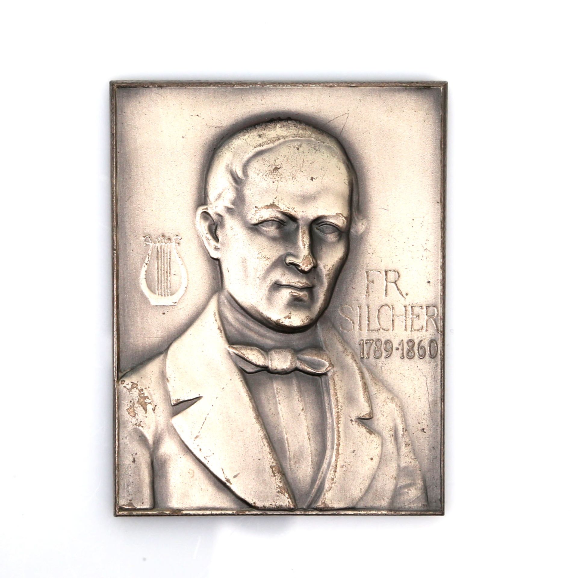 Württemberg / Personen / Komponist - Friedrich Silcher, versilberte Bronzeplakette o.J., Mayer und