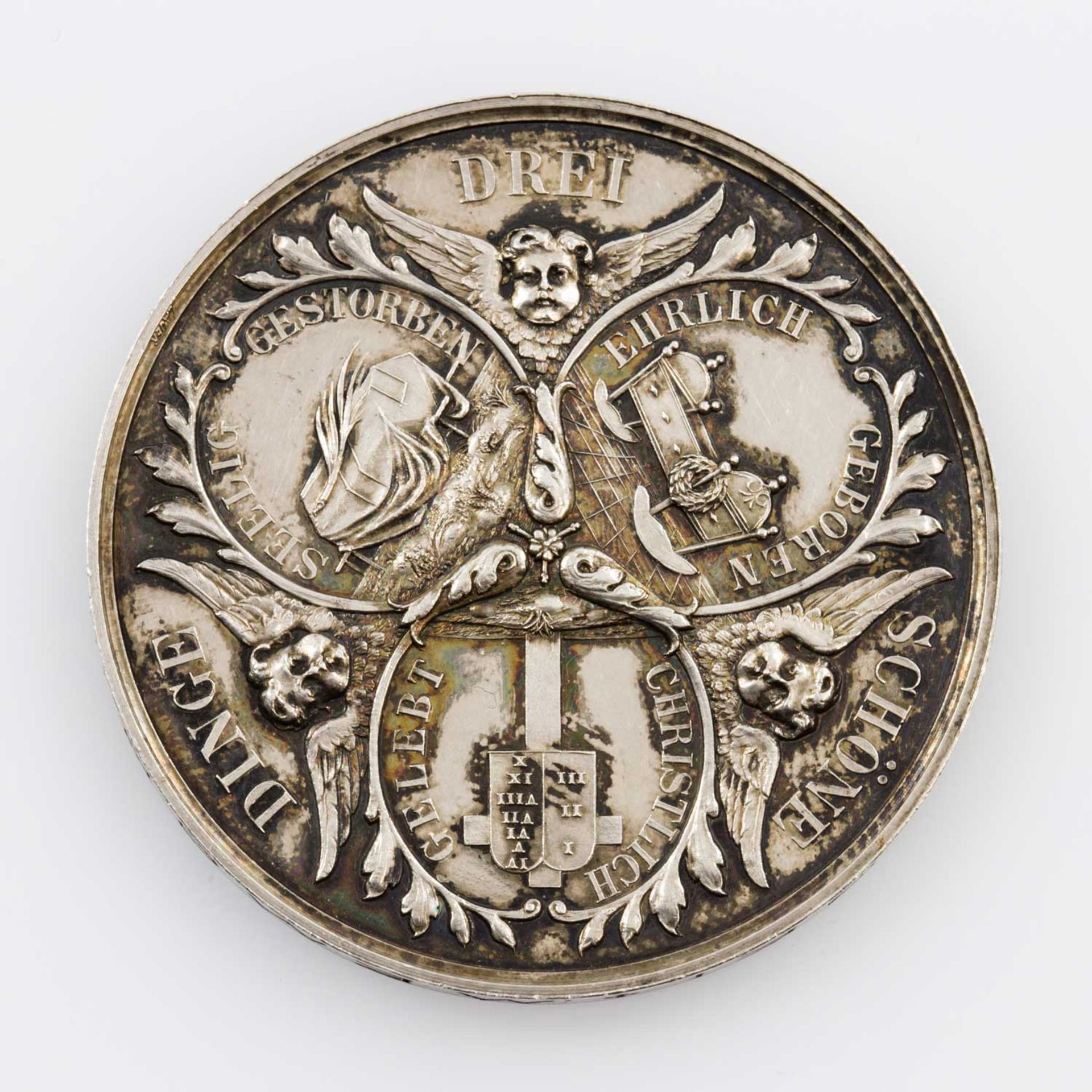 Religiöse Medaille in Silber, Württemberg 1899 - wohl Taufmedaille, auf die Taufe von Otto Bauer