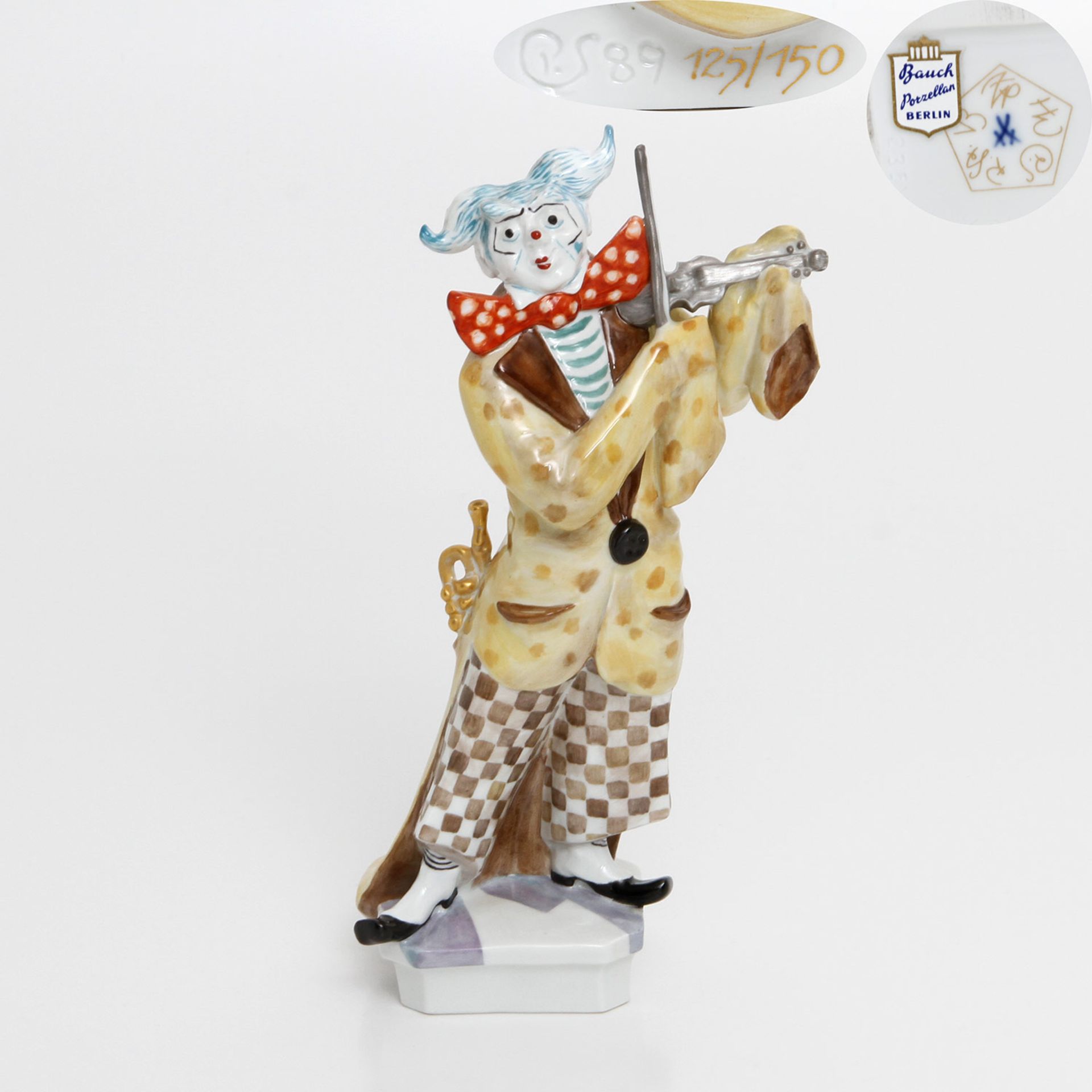 MEISSEN 'Clown als Geiger', 1989, limitiert. Persiflage auf Ludwig Zepner, Entwurf von Peter Strang,