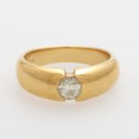 Bandring, besetzt mit einem Diam.-Brillant ca. 0,5ct, punziert, fancy light yellow/vs, GG 18K,