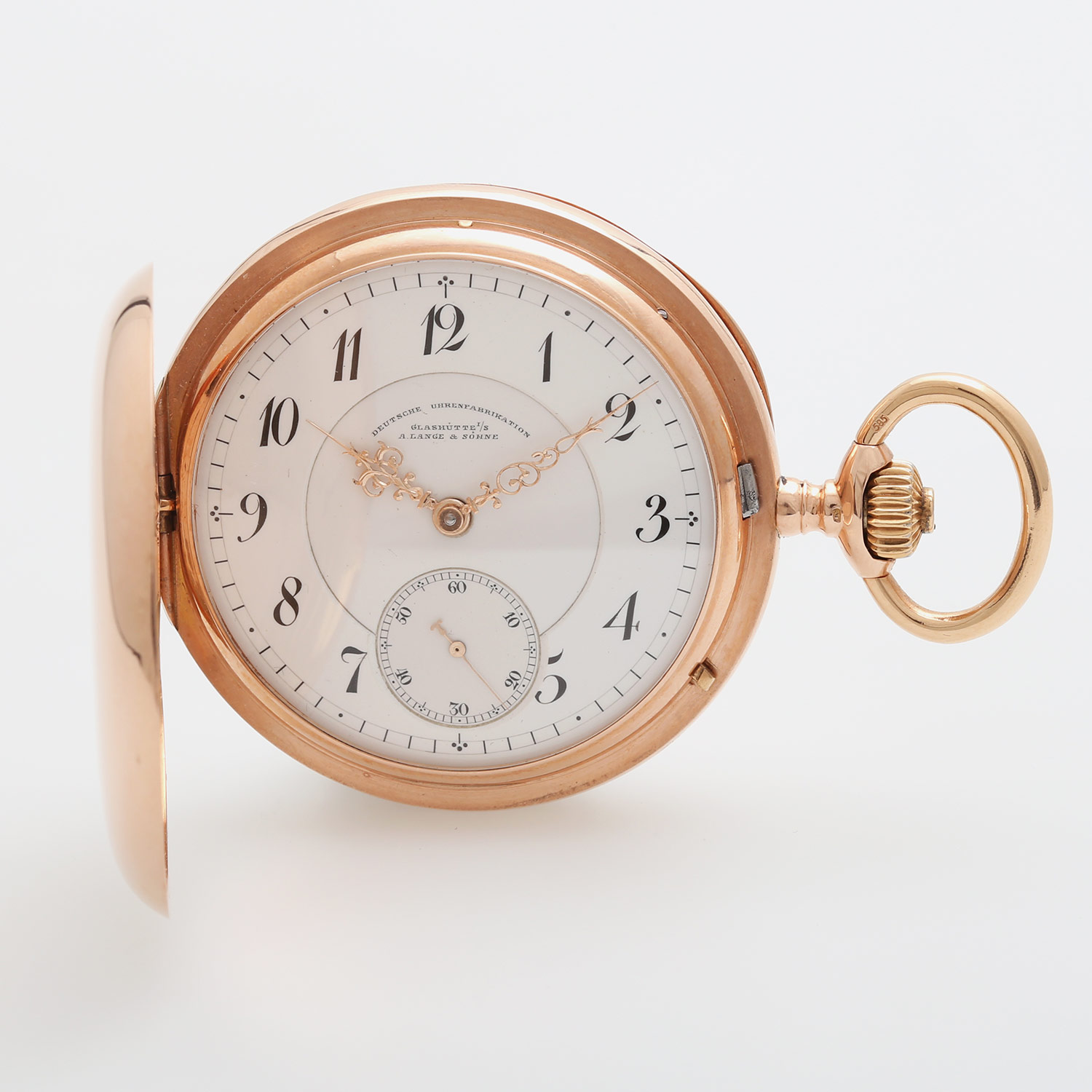 DUF (Deutsche Uhrenfabrikation) A. LANGE & SÖHNE Taschenuhr, Savonette, um 1898/1900, Gehäuse Rosé-