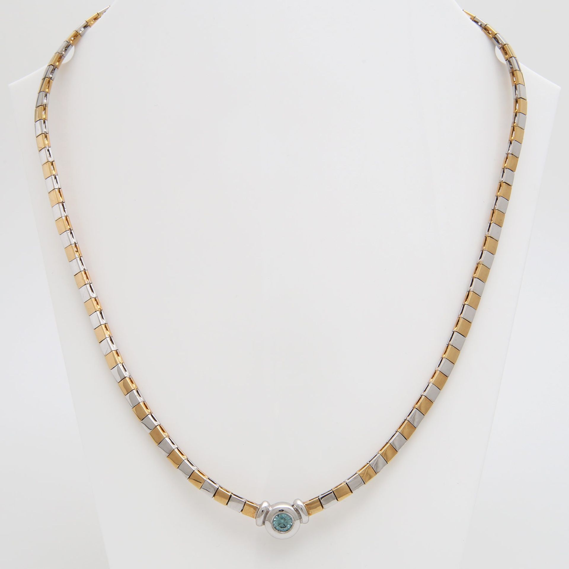 Collier mit 1Brillant türkisblau (farbverändert); ca. 0,5ct, bicolor WG/GG 18K, L. [...]