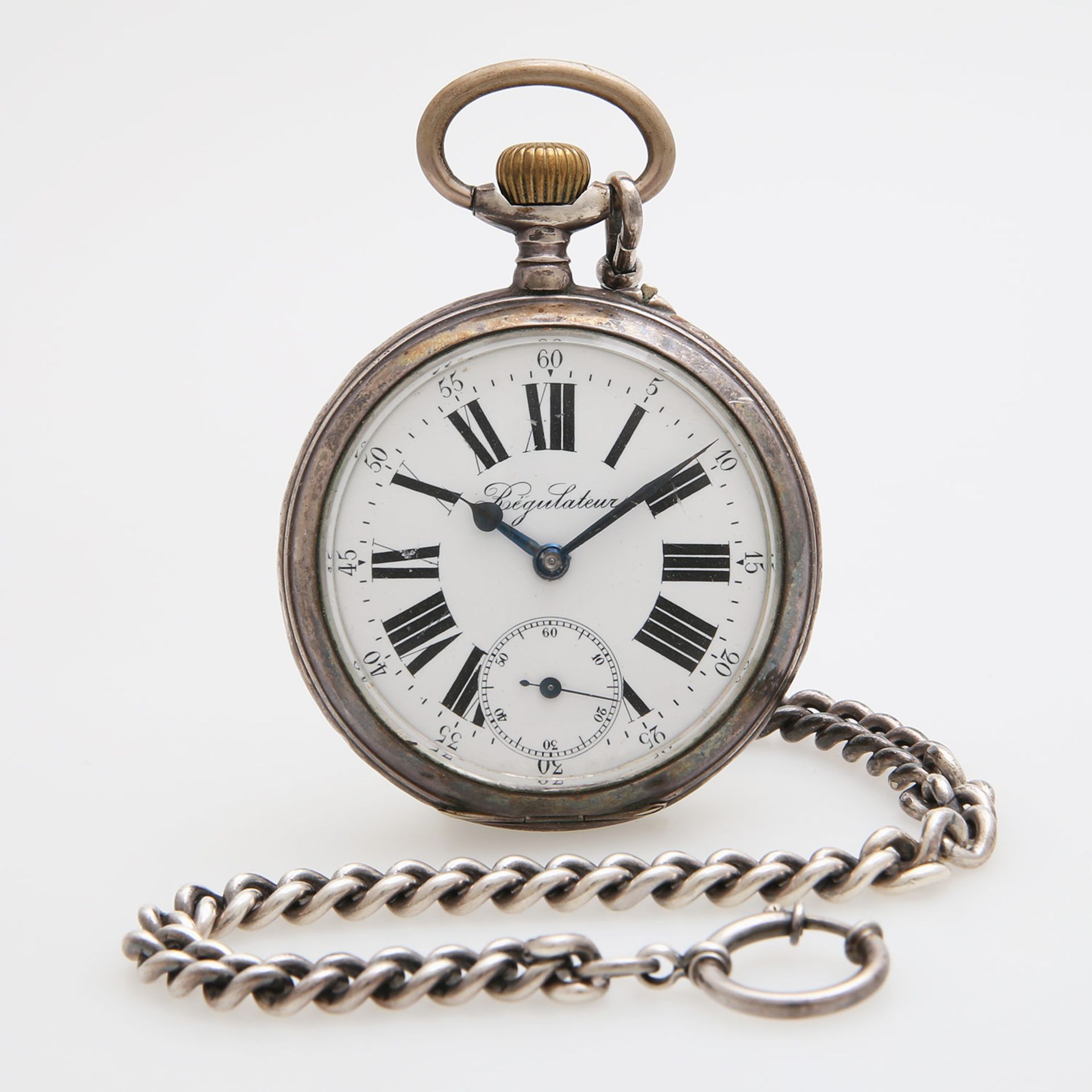 Herrentaschenuhr, Lepine, um 1900/10, sogen. "Eisenbahner-Uhr". Gehäuse Silber 800 [...]