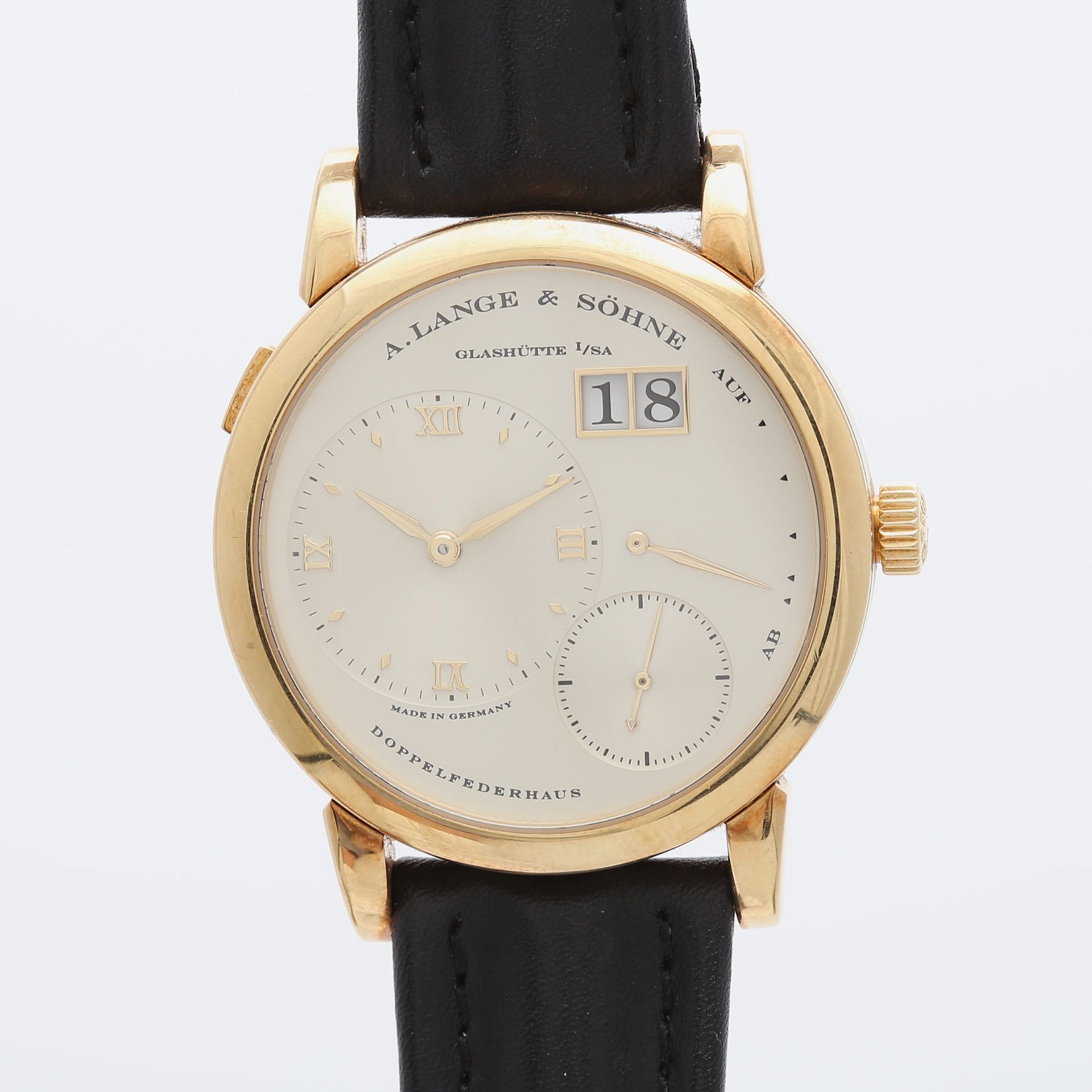 A. LANGE & SÖHNE "Lange 1" Herrenuhr, 1990er Jahre. Gehäuse GG 18K. Handaufzugwerk, No. 6462.